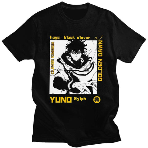 Black Clover Yuno t-shirt manches courtes 100% coton décontracté mode cosplay