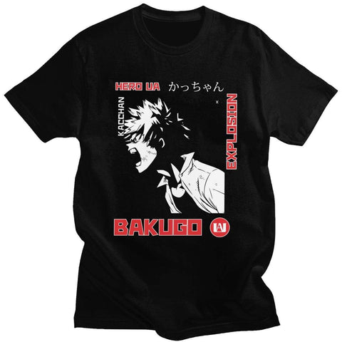 Boku No Hero Academia Bakugou Katsuki  t-shirt manches courtes 100% coton décontracté mode cosplay