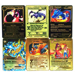 Cartes de collection Pokémon, version métallique et en or, Dracaufeu et Pikachu, jouets pour enfants de combat, cadeau de noël