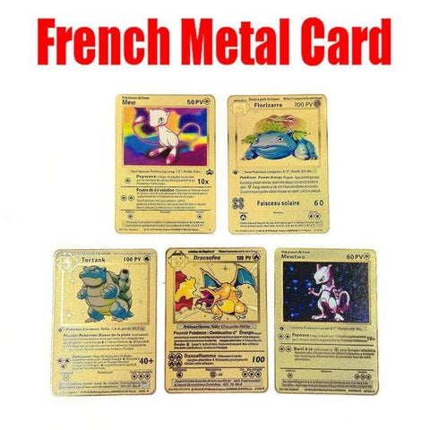 Cartes Pokemon Gold metal en français PMGBA japon, Collection Anime Charizard, cartes à jouer, jouet pour enfants, cadeau, nouvelle Collection 2021