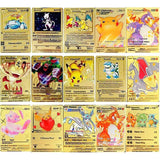 Cartes Pokemon Gold Metal V Vmax EX GX MEGA Card Super Game Charizard Pikachu Collection