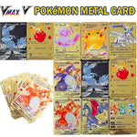 Cartes Pokemon Gold Metal V Vmax EX GX MEGA Card Super Game Charizard Pikachu Collection