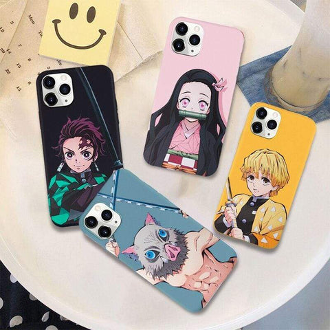 Coque téléphone Demon Slayer iPhone 12 11 Pro XS MAX 7 XR SE20 X 8Plus Kimetsu No Yaiba goodies manga coque