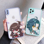 Coque téléphone Genshin impact iPhone 12 11 Pro MAX XR XS 7 SE 2020 X 8 6 Plus Cute Clear Hard Matte Cover Shockproof Shell