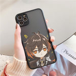 Coque téléphone Genshin impact iPhone 12 11 Pro MAX XR XS 7 SE 2020 X 8 6 Plus Cute Clear Hard Matte Cover Shockproof Shell