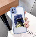 Coque téléphone Happy Totoro iPhone 12 11 Pro MAX XS X 7 XR SE20 8 6Plus Cute Hard Cover Matte Shockproof Funda
