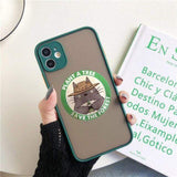 Coque téléphone Happy Totoro iPhone 12 11 Pro MAX XS X 7 XR SE20 8 6Plus Cute Hard Cover Matte Shockproof Funda