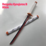 Épée katana Kimetsu no Yaiba 1:1, arme de tueur de démons, Rengoku Kyoujurou B, Cosplay, Anime, couteau de Ninja, jouet en bois de 80cm