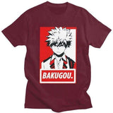 Katsuki Bakugo Tshirt Men My Hero Academia t-shirt manches courtes 100% coton décontracté mode cosplay