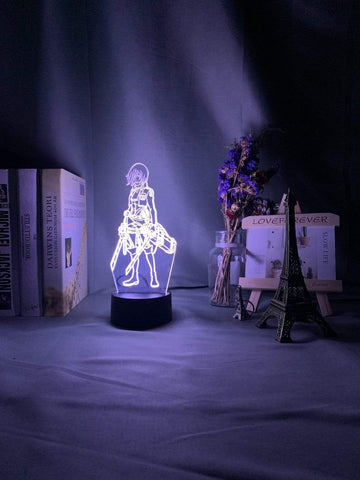 Lampe Attaque des titans Attack on Titan Mikasa Ackerman Lampe Led 3D veilleuse Décor
