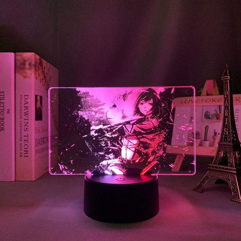 Lampe snk attaque des titans Attack on Titan Mikasa Ackerman goodies manga animé lampe led 3D