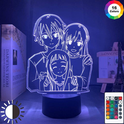 Lampe Sword Art OnlineSAO Kirigaya Kazuto Table Lamp Yuuki Asuna Lampe Led 3D veilleuse Décor