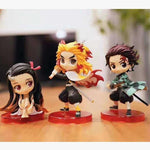 Lot de 3 figurines Demon Slayer Q.ver Kimetsu no Yaiba Nezuko Tanjirou Zenitsu Giyuu Inosuke PVC Action Figure Anime Demon Slayer