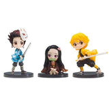 Lot de 3 figurines Demon Slayer Q.ver Kimetsu no Yaiba Nezuko Tanjirou Zenitsu Giyuu Inosuke PVC Action Figure Anime Demon Slayer