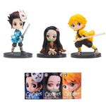 Lot de 3 figurines Demon Slayer Q.ver Kimetsu no Yaiba Nezuko Tanjirou Zenitsu Giyuu Inosuke PVC Action Figure Anime Demon Slayer