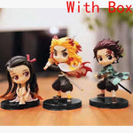 Lot de 3 figurines Demon Slayer Q.ver Kimetsu no Yaiba Nezuko Tanjirou Zenitsu Giyuu Inosuke PVC Action Figure Anime Demon Slayer