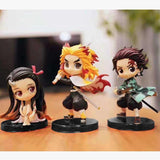 Lot de 3 figurines Demon Slayer Q.ver Kimetsu no Yaiba Nezuko Tanjirou Zenitsu Giyuu Inosuke PVC Action Figure Anime Demon Slayer