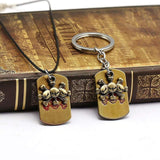 One Piece Porte-clés barbe noire Pirates Tag pendentif métal clé porte-anneau hommes voiture femmes sac porte-clés bijoux