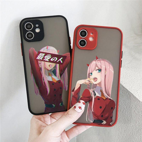Coque téléphone Zero Two Darling in the FranXX  iPhone 12 Pro MAX 11 XR X SE20 XS 8 7 6s Plus Clear Hard Matte Cover Fundas