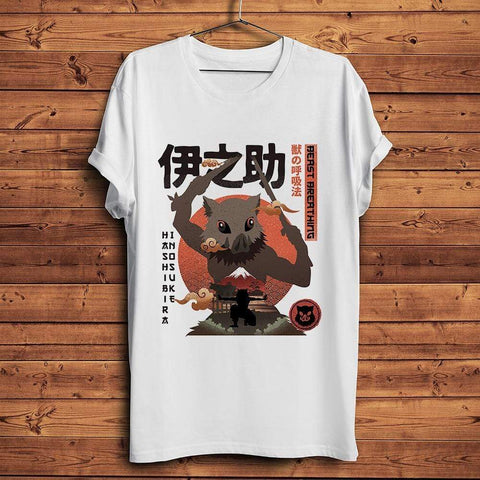 T-shirt Demon Slayer Kisatsutai wild Hashibira Inosuke tshirt manga unisex homme femme