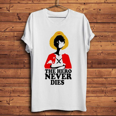 T-shirt one piece Hero never dies Luffy tshirt one piece unisex homme femme