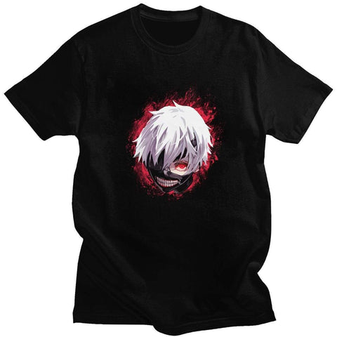 Tokyo Ghoul Mens Kaneki Ken t-shirt manches courtes 100% coton décontracté mode cosplay