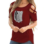 tshirt SNK Attack on Titan T-shirt à épaules dénudées pour femme