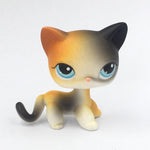Véritable rare animalerie lps jouets cheveux courts chat #106 orange & noir debout vieux original animal chaton enfant jouets cadeau