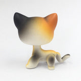 Véritable rare animalerie lps jouets cheveux courts chat #106 orange & noir debout vieux original animal chaton enfant jouets cadeau