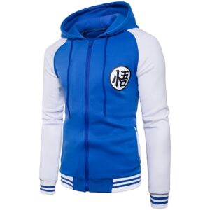 Sweat Zippé Dragon Ball Z Kanji Go Bleu et Blanc