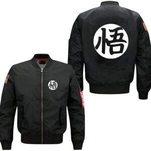 Veste Bomber Kanji Goku Dragon Ball Z Noir Vert Bleu