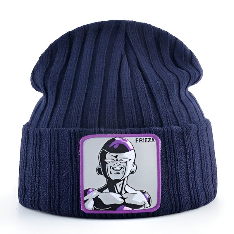 Voici un bonnet bleu avec un écusson brodé à l'effigie de Freezer, un personnage de Dragon Ball Z.,BO-4113919577,BO-0012626244,BO-9004156240,BO-1614205256,BO-8475098703,BO-9863860948,BO-054066796X,BO-4002261360,BO-2073576338,BO-3119149047