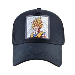 Une casquette de baseball noire avec un écusson brodé de Son Goku, un personnage de la série animée Dragon Ball Z.,CA-843281265X,CA-9273258557,CA-7669329734,CA-7249150936,CA-834635827X,CA-7979205138