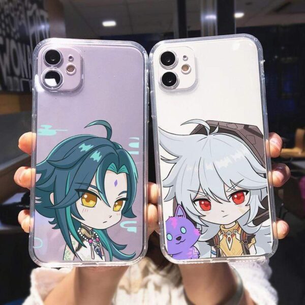 Coque téléphone Genshin impact iPhone 11 Pro MAX 12 XR XS 7 SE 2020 X 8 6s Plus goodies manga coque