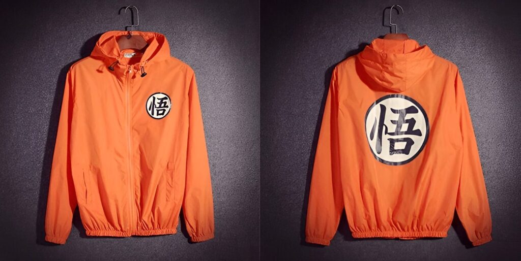 Coupe-vent Dragon Ball Kanji Go orange noir