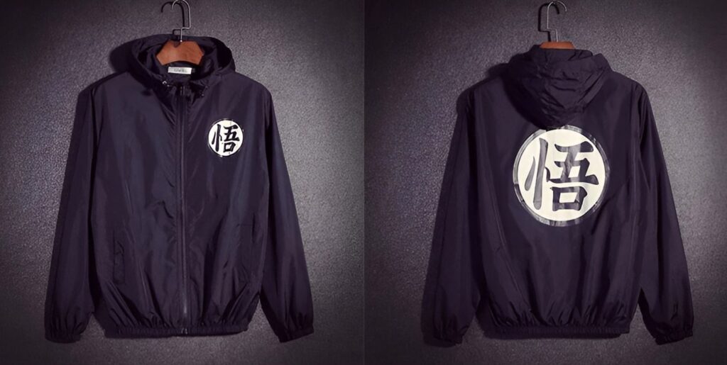 Coupe-vent Dragon Ball Kanji Go orange noir