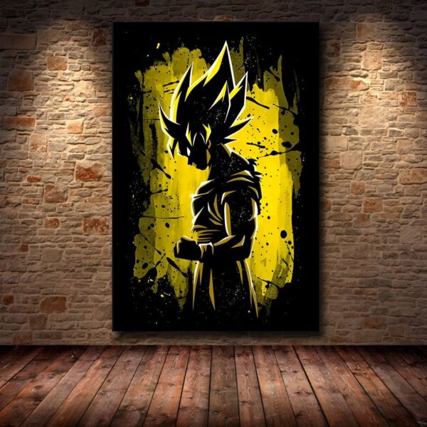 Tableau Goku Super Saiyan Dragon Ball Noir et Or