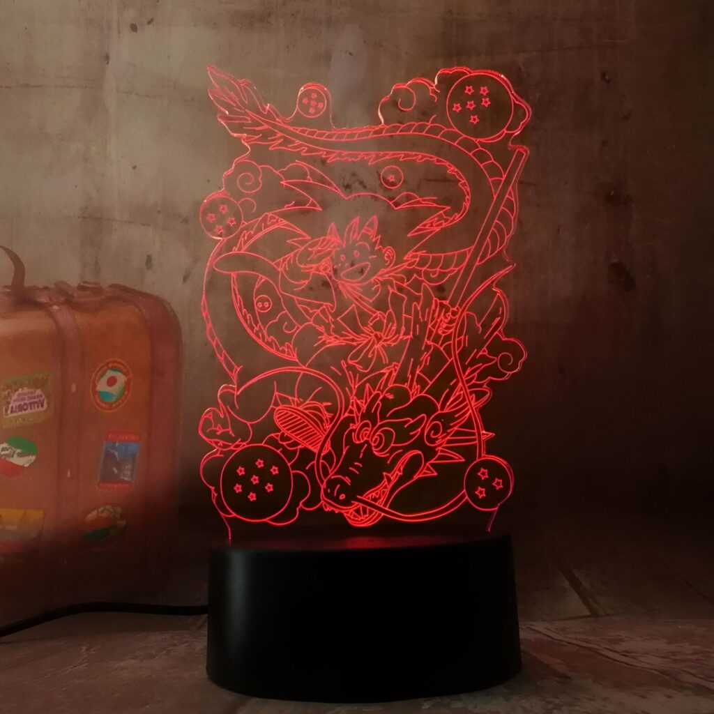 Lampe LED 3D Acrylique Goku Petit et Shenron DBZ