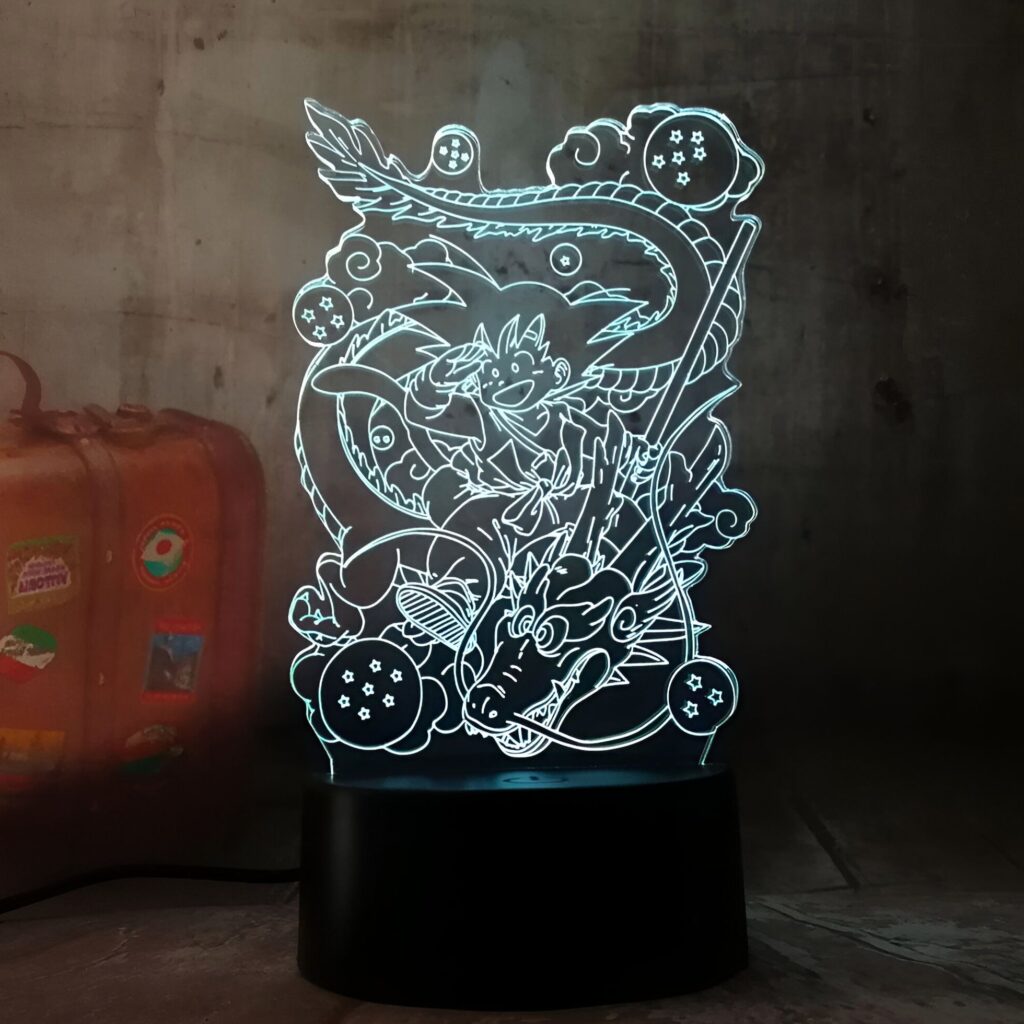 Lampe LED 3D Acrylique Goku Petit et Shenron DBZ