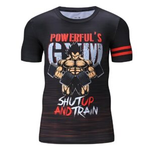T-Shirt Compression Vegeta Powerful Gym Dragon Ball Z