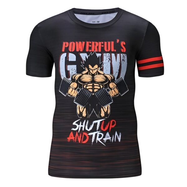 T-Shirt Compression Vegeta Powerful Gym Dragon Ball Z