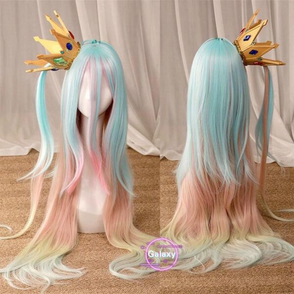 No Game No Life Shiro Sora EVA Sora EVA Cosplay couronne accessoire chapeaux longue mixte couleur droite/courte violet rouge perruque Halloween fête
