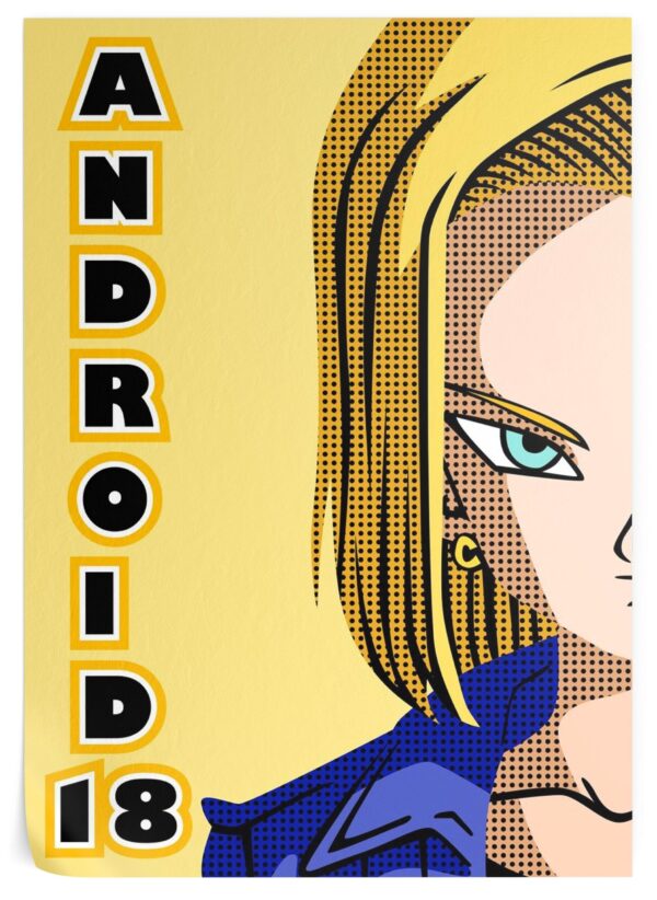Poster Dragon Ball Z C-18 Androïde Flat Design Kraft