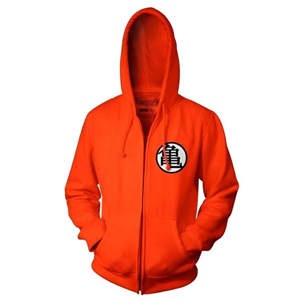 Sweat Zip Dragon Ball Kanjis Kame et Kaio Orange