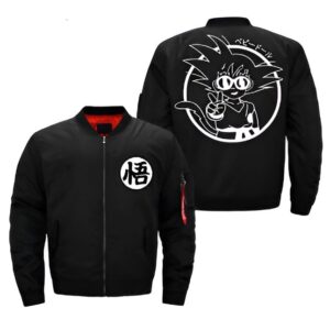 Une veste noire avec un imprimé du personnage de Son Goku de la série Dragon Ball Z.,VE-4921302936,VE-0896853063,VE-5132722210,VE-7238368595,VE-0212152483
