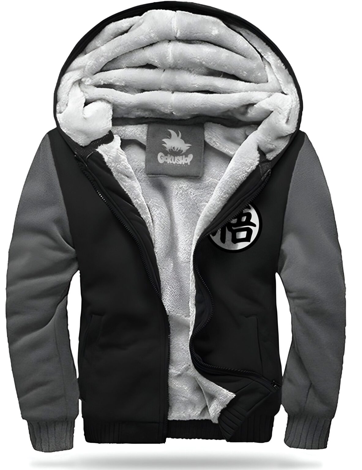 Veste Polaire Dragon Ball Z Kanji Go Noir et Gris